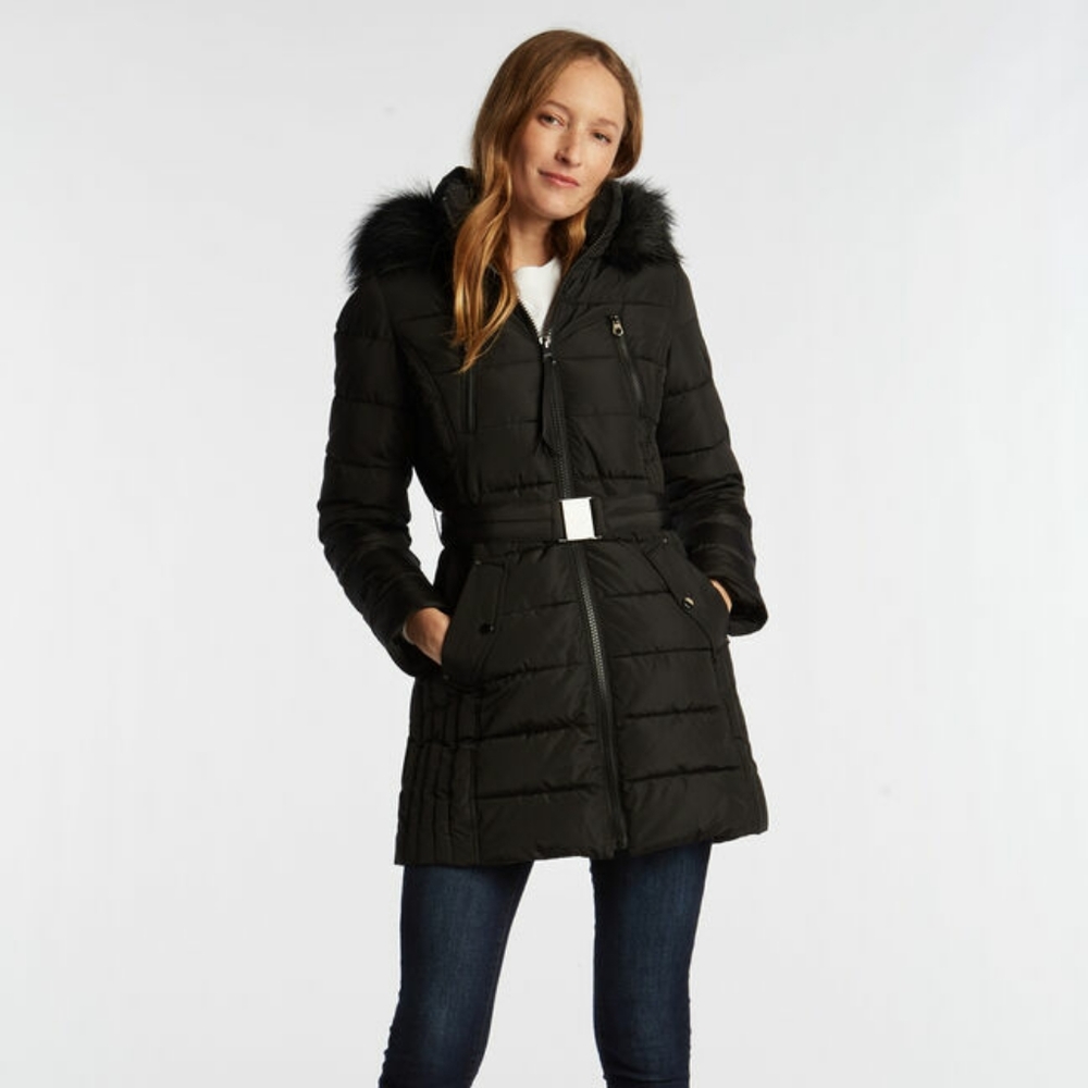 NAUTICA Women Quilted Belted coat puffer XS black